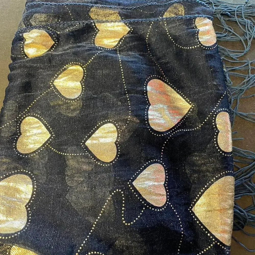 Navy blue scarf with gold